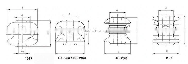 HAOHONG Hot Sale low voltage ED-2 Porcelain Insulator / spool insulator