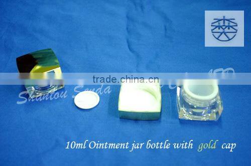 bright gold cosmetic jars 10g, 10g cream jar, plastic cream jar