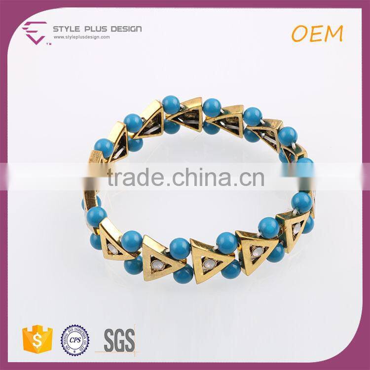 G68662L01 STYLE PLUS multi layered blue beads bracelet stretchy bracelet beads bangle