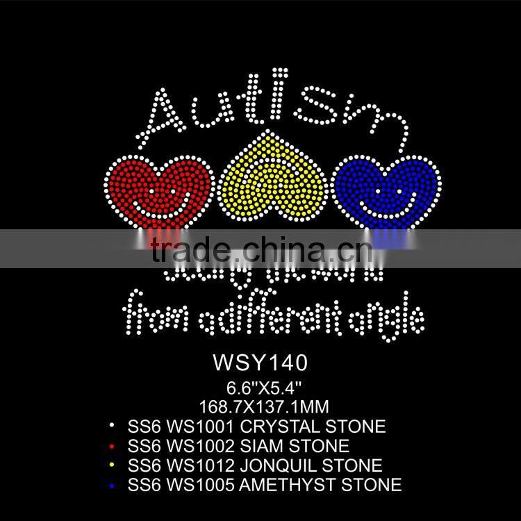 autism symbol rhinestone iron on motif