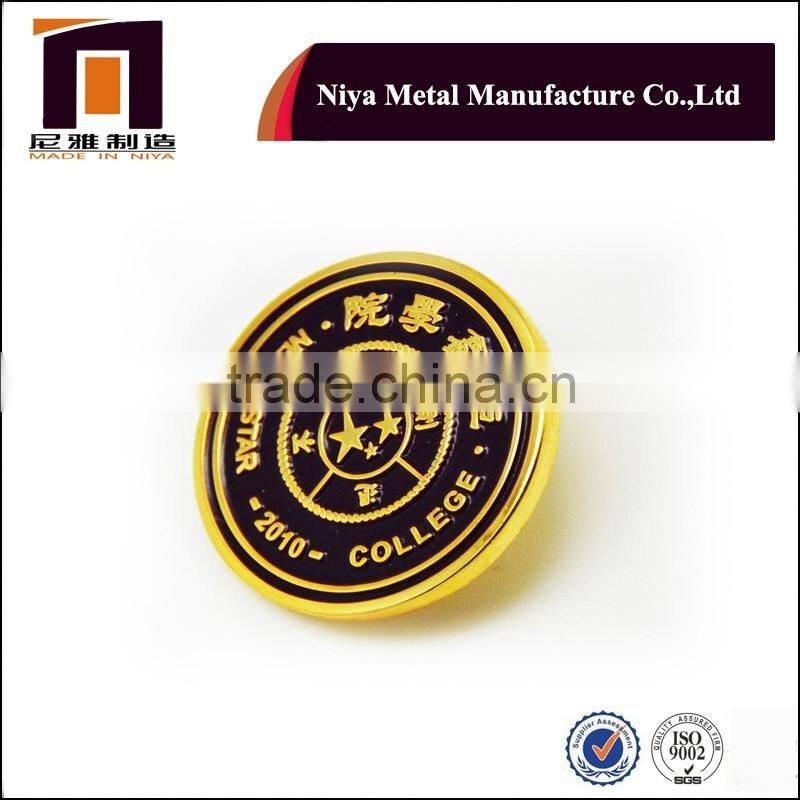 custom soft enamel gold plating metal round badge pin