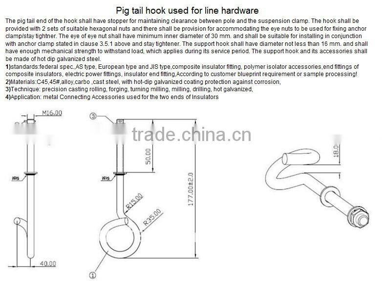 Finely Processed Good Quality Product Galvanized Stainless Steel Pig Tail Hook /Ball Hook