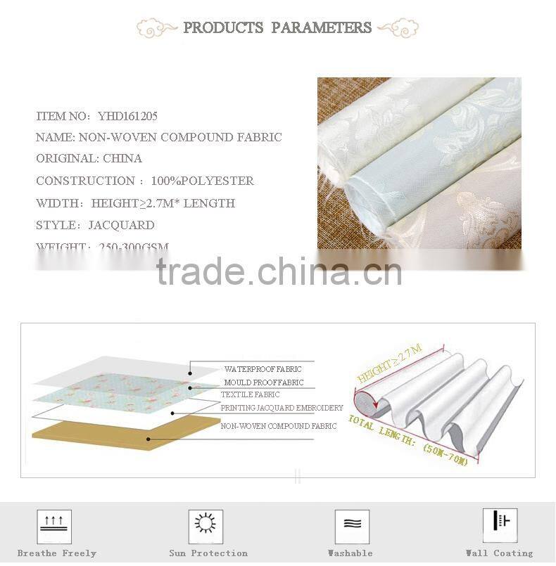 polyester non-woven compound jacquard wallpaper for roof decoration wallpaper with the image of the city wall non woven wallpape