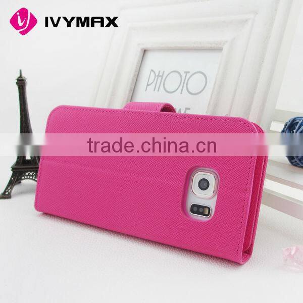 Good quality cover case for samsung galaxy s6 edge PU TPU leather wallet case