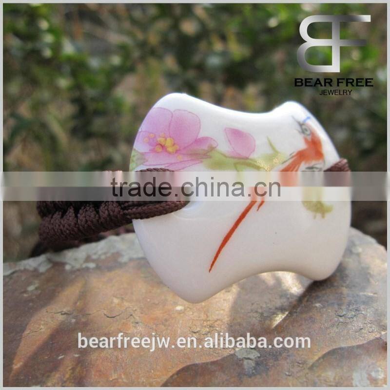 Ethic 4.0*3.5cm Bird Printing Ceramic Bracelet adjustable wrist size