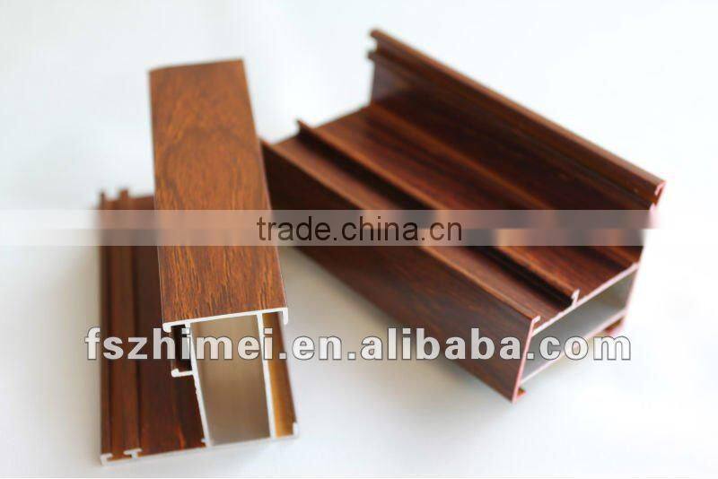 simulation of wood grain color aluminum profile for windows