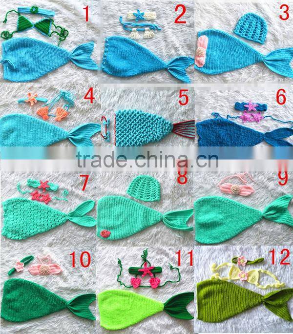 wholesale fashion costume crochet mermaid tail newborn photo props