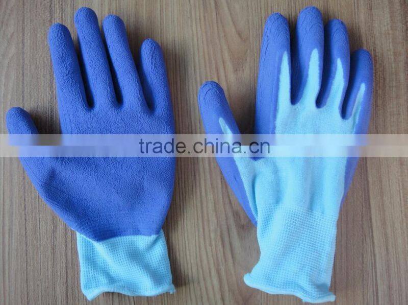 10 guage High quality blue Foaming latex Coated Safety Work Gloves