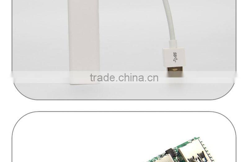 Vision premium white 3ports USB3.0 lan ethernet hub adapter