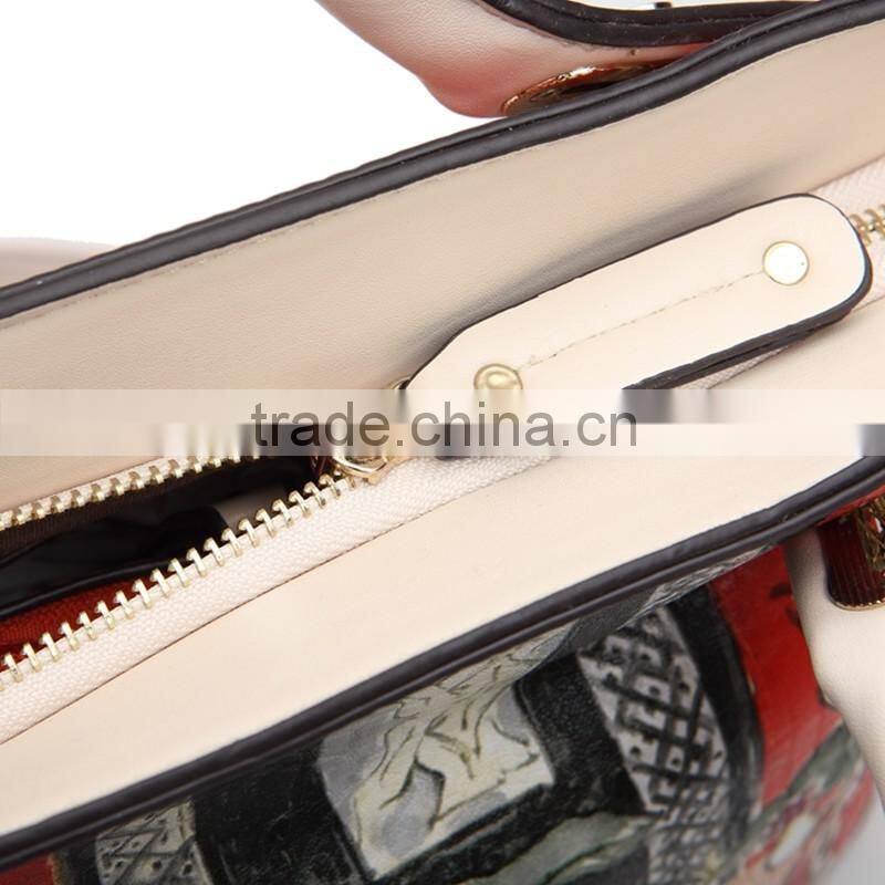 China supplier wholesale vintage printed handbags woman shoulder handbag
