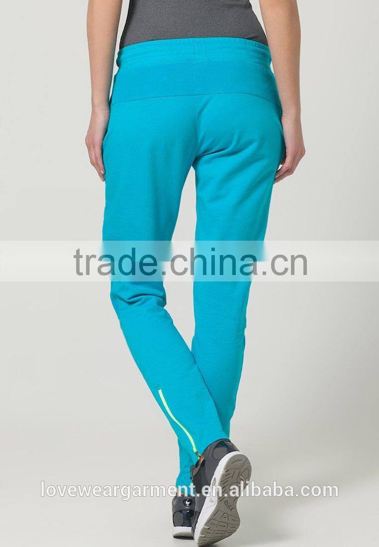 Women loss weight training sweat pants with bottom open zip for wholesale