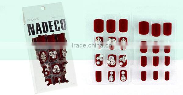 Artificial fingernails designed nail art tips,art nail with velvet