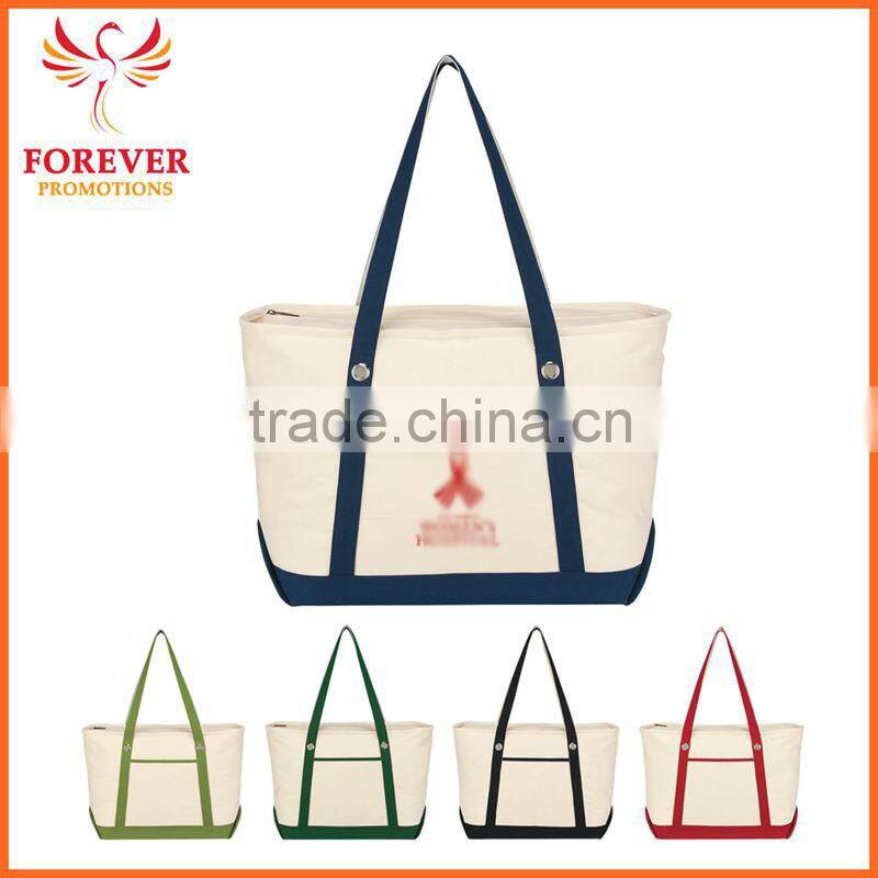 Natural Color Large Cotton Canvas Tote Bag With Custom Logo