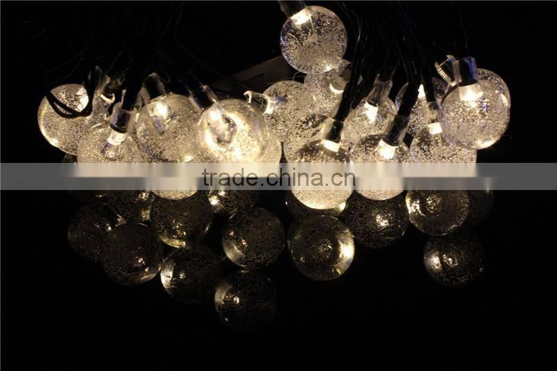 Solar Outdoor String Lights 19.7 ft 30 LED Warm White Crystal Ball Christmas Globe Lights for Garden Path, Party, Decoration