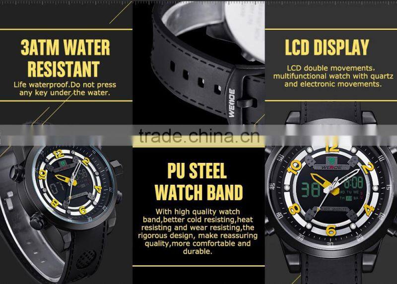 WEIDE LCD Date Week Alarm Watch, Leather Smart Watch, wholesale fashion watch WH3315