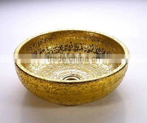 Colorful art glass basin glass vanity transparent sink LH-16041