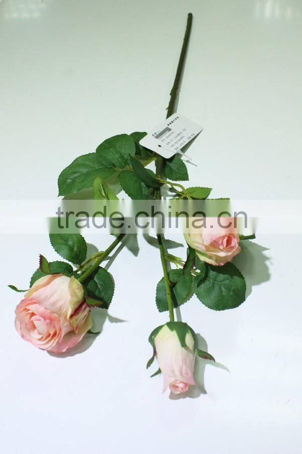 wholesale real touch rose weddings decoration artificial flowers three heads