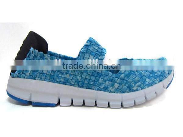 2016 fashion lady woven elastic sport shoe knit upper