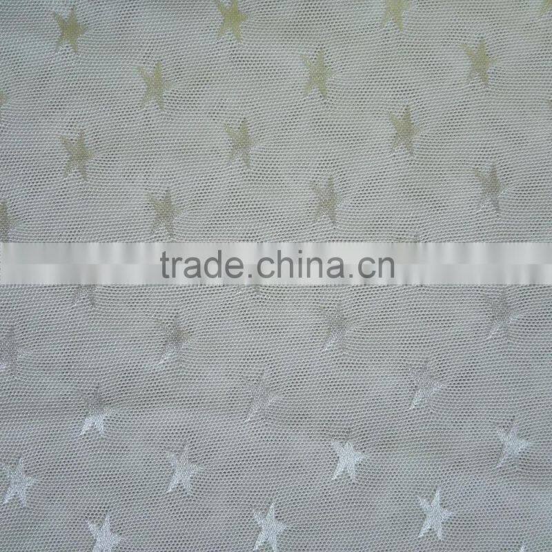 Factory new design 87/13 nylon spandex five-pointed star patern jacquard mesh fabric, dress jacquard mesh fabric