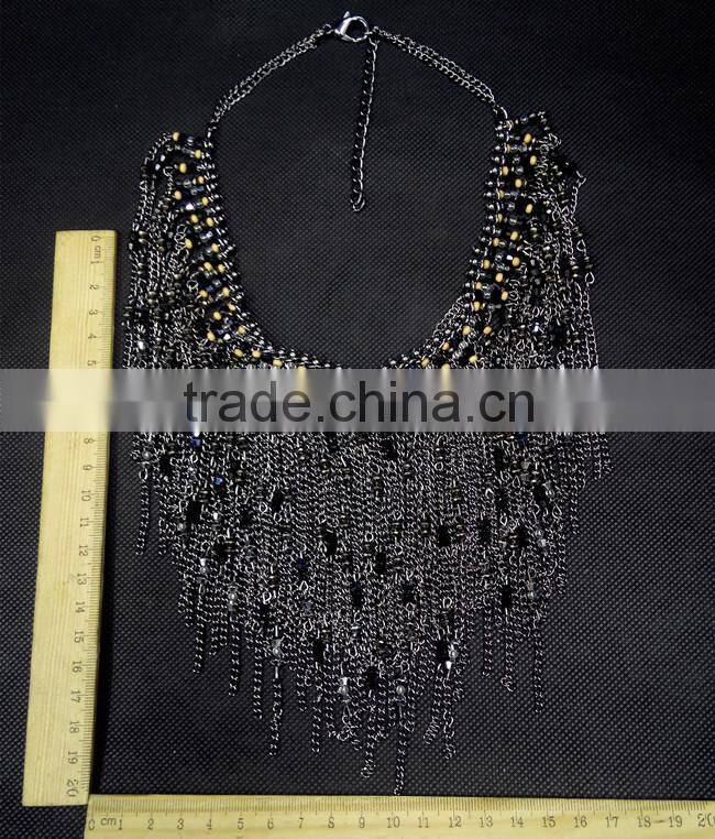 Water Drop Tassel Collar Necklace For Women Crystal Bead Brand Necklace Fashion Jewelry
