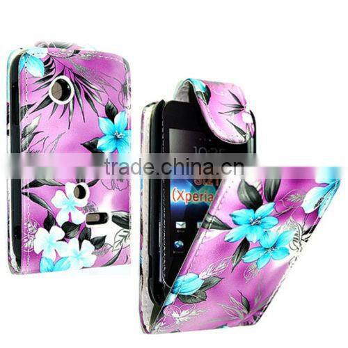 New printed pu leather flip case cover for Sony Xperia Tipo ST21i, cute cartoon leather case for Sony Xperia Tipo ST21i