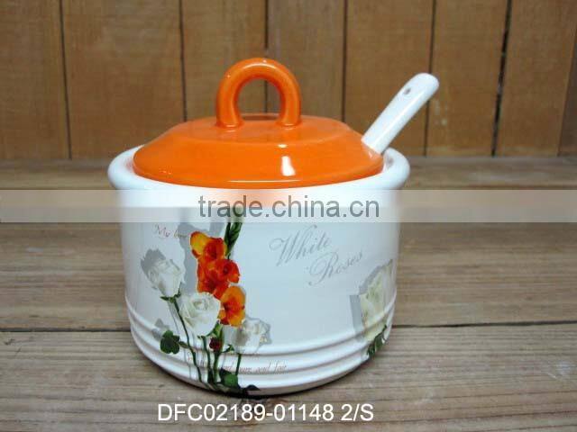 chinese ink flower decal ceramic kitchen tool holder