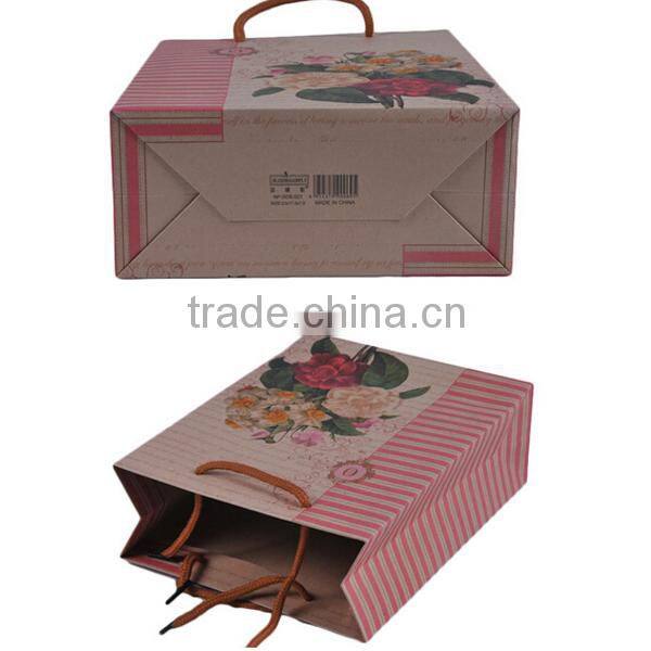 Antique Flower Printing Paper Shopping Bag