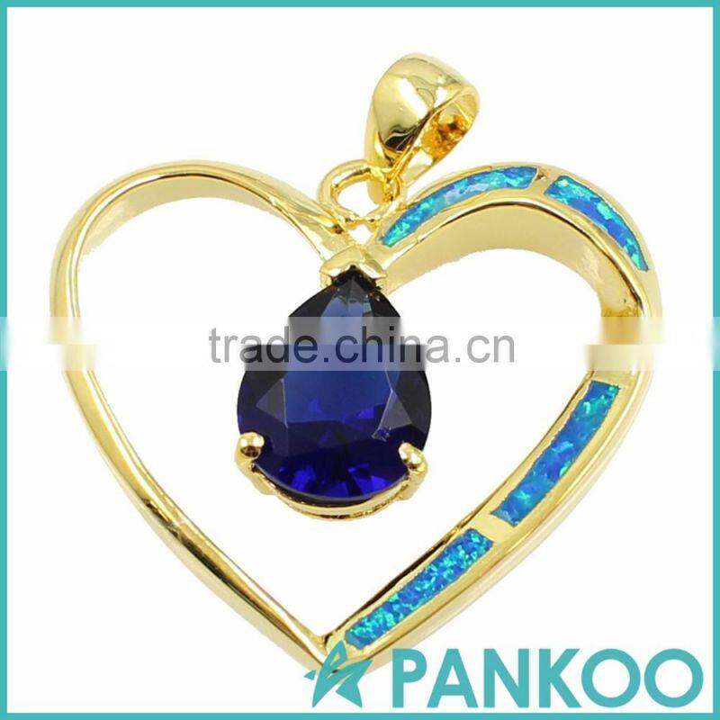 wholesale fashion series of water on the heart blue Opal sterling silver unisex necklace pendant