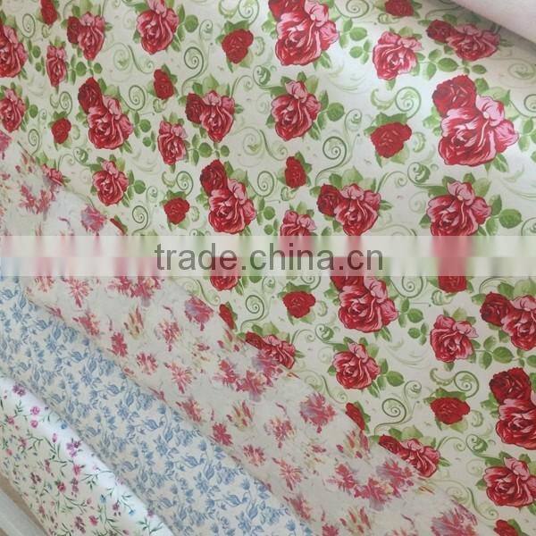 flower design microfiber leather for sofa and furniture, home deco usage