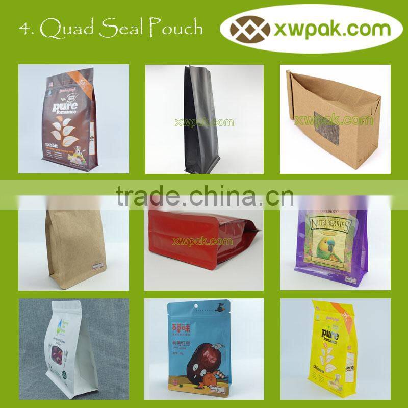 Corn Use and Moisture Proof Feature Zipper Lock Kraft Paper Square Bottom Food Bag