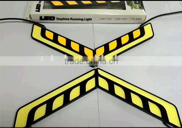 2015 newest car daytime turnning light drl white with yellow color cob led