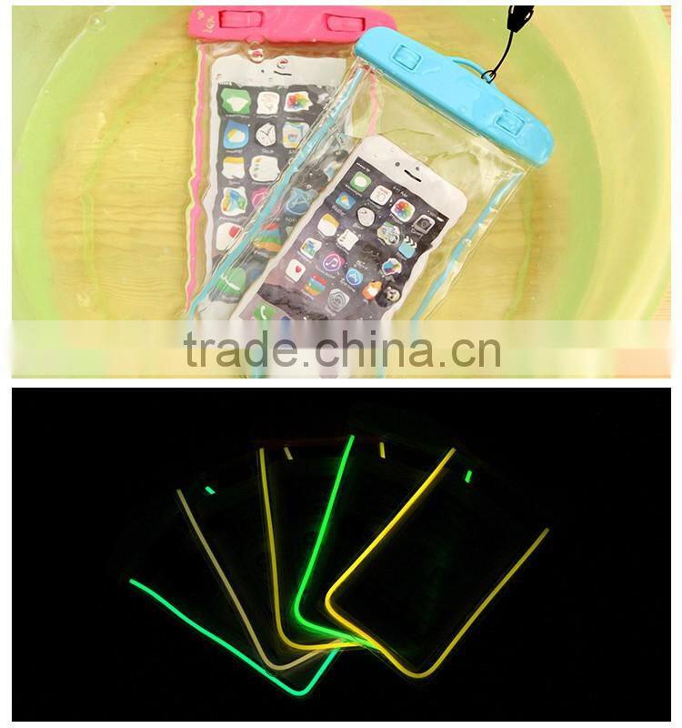 wholesale hot selling waterproof bag noctilucent mobile phone waterproof pouch