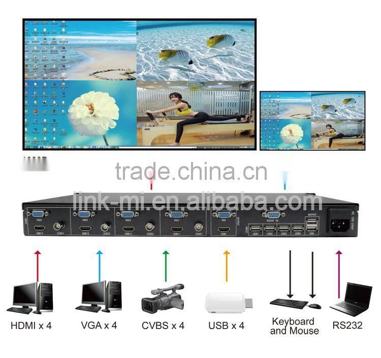 LINK-MI LM-SH41 High Performance 4 Digital/Analog Video HDMI/VGA/CVBS to HDMI VGA 4x1 Video Wall Processor