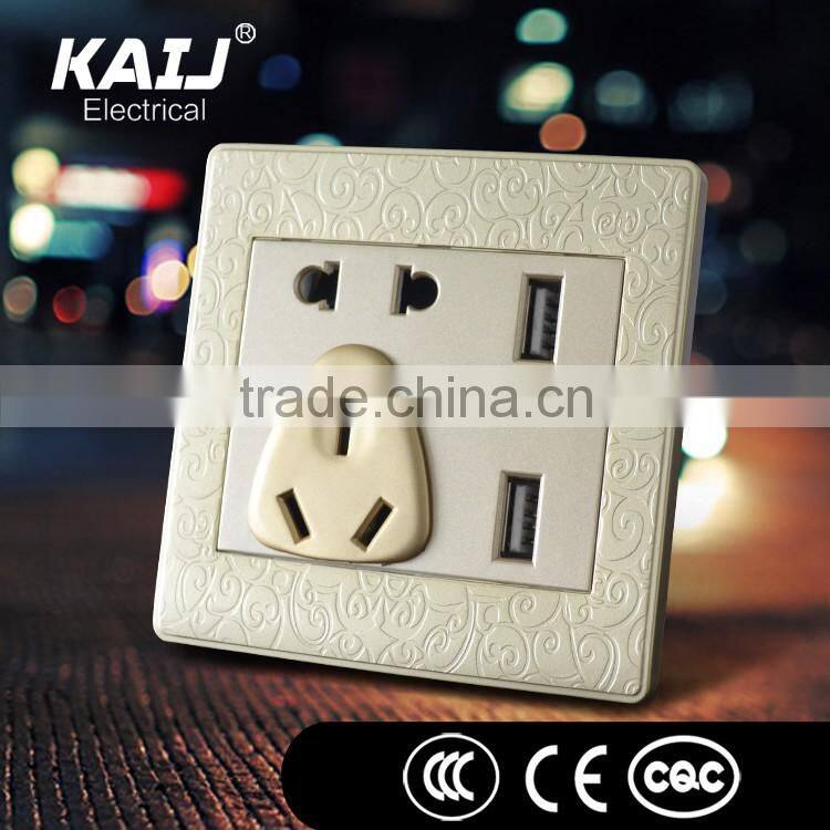 Wall mounted double 2 usb universal switch socket