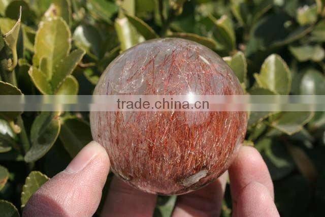 wHOLESALE Red Hair Quartz Crystal Rock Ball