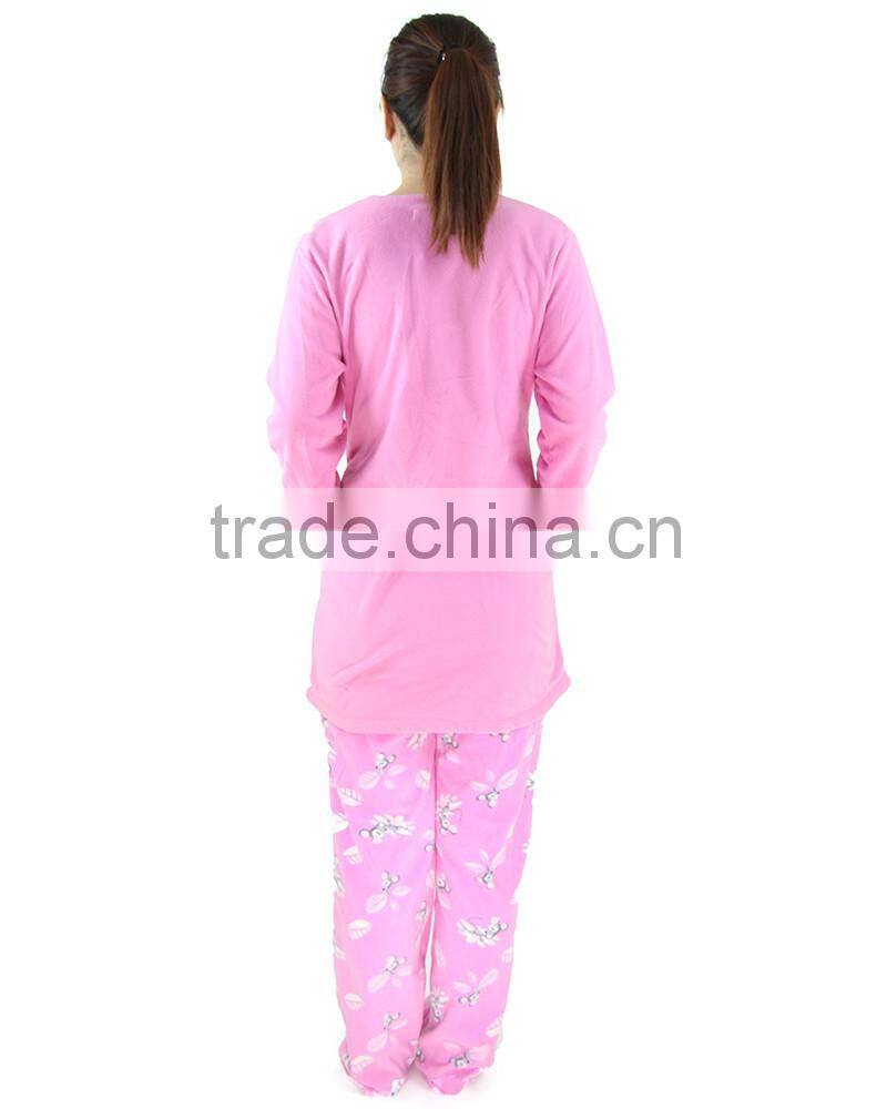 Kevince women polar fleece pyjamas set pajama pink mouse 1000pcs up OEM factory directly
