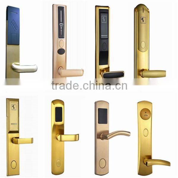 gold hotel smart lock with rfid card key system