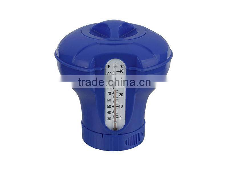 Floating Pool Chlorine Chemical Feeder Thermometer Dispenser for 3" tablets
