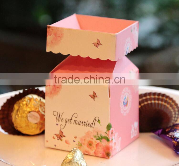 Hot sale Wedding Paper Favor Box Pink Wedding Paper Favor Box Ribbon Wedding Paper Favor Box