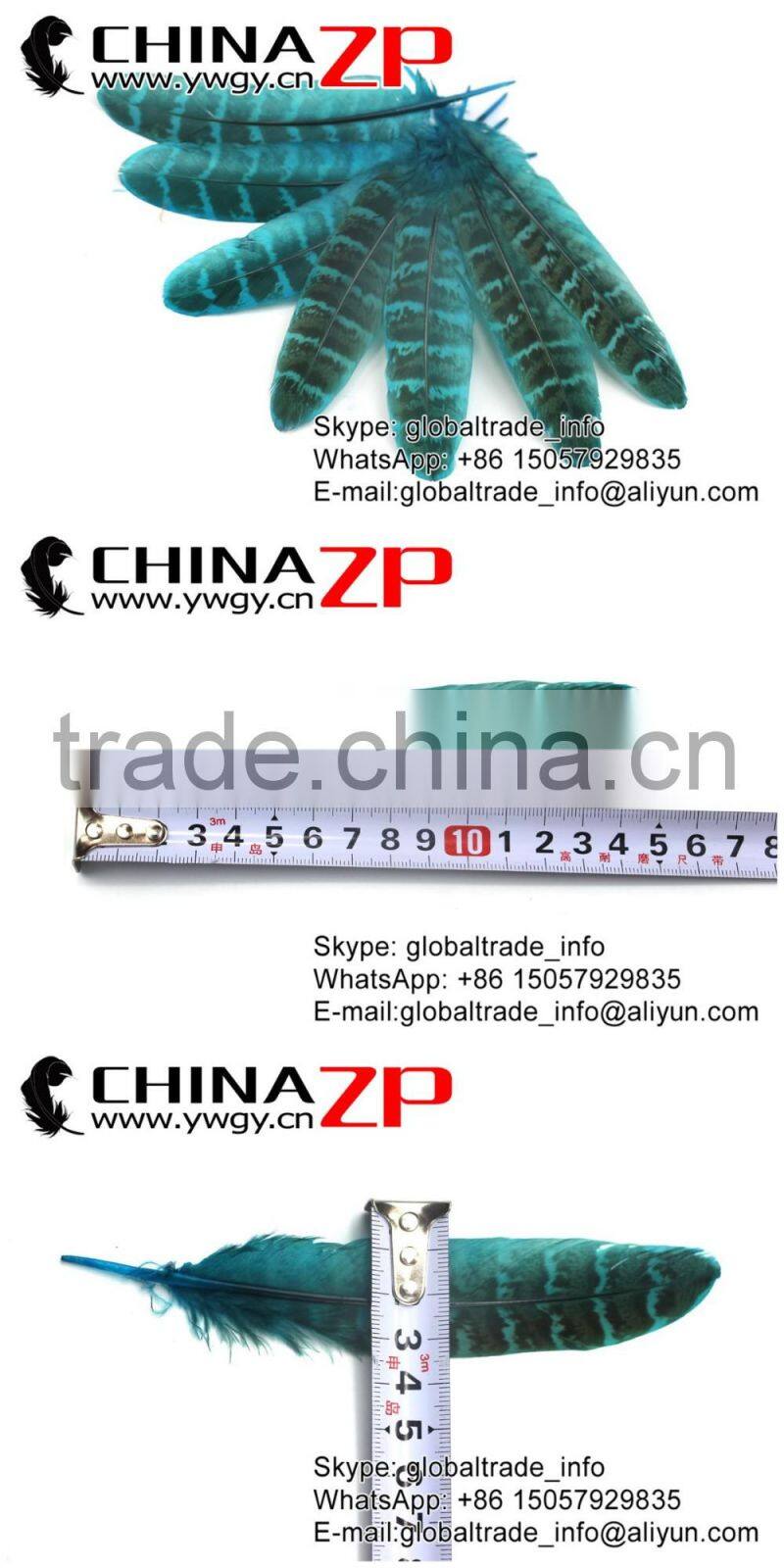 Hotselling CHINAZP Dyed Turquoise Blue Ringneck Wing Quills Feather for Party Decoration