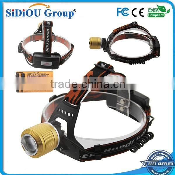 Dual Light Source LED Headlamp Rotating The Focusing Fishing Headlights With 2 x 18650 Li-ion Rechargeable Batteries+1 x Charger