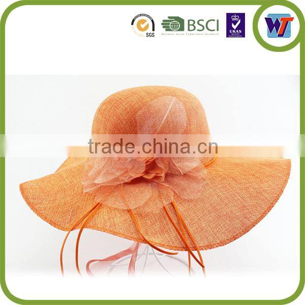 High quality straw hat, ladies fedora beach hat cap with flowers