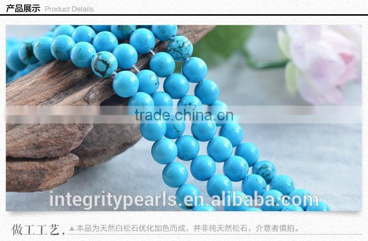 6mm 8mm 10mm high quality blue turquoise stones wholesale loose turquoise beads