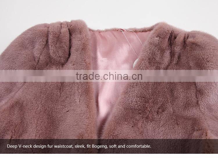 Global sale fuchsia mink warm fur coat V collar mink coat In China