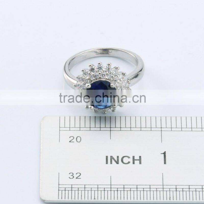 Special Valentine gift round cut sapphire cubic zirconia ring , 18k white gold plated finger ring