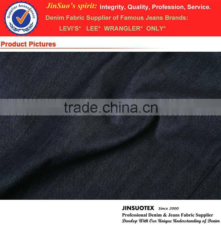 Dark Indigo Mercerized Cross Hatch Woven Cotton Stretch Textile Fabric Denim