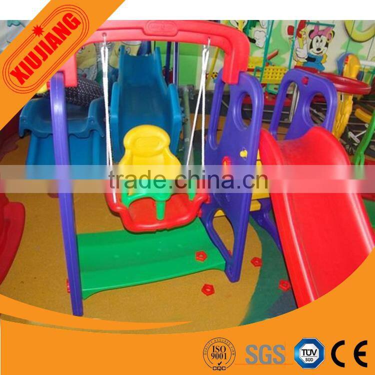Colorful indoor plastic slide with babay swing set