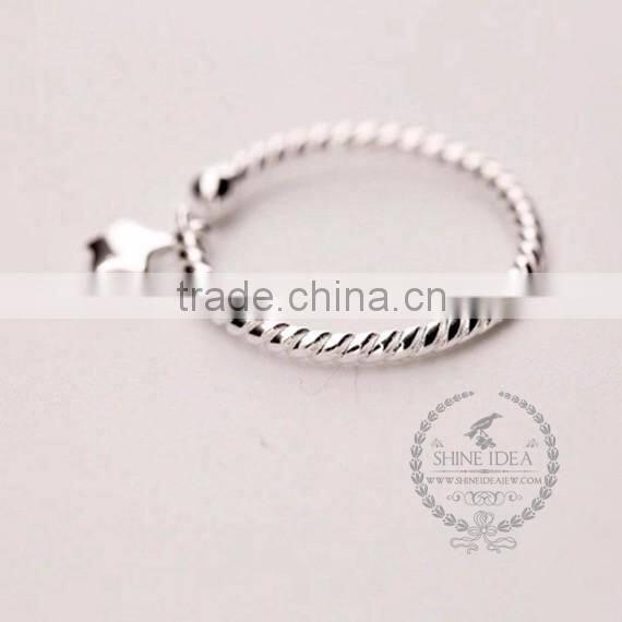 925 sterling solid silver kawaii lucky star adjustable ring fashion women ring jewelry supplies 6260549