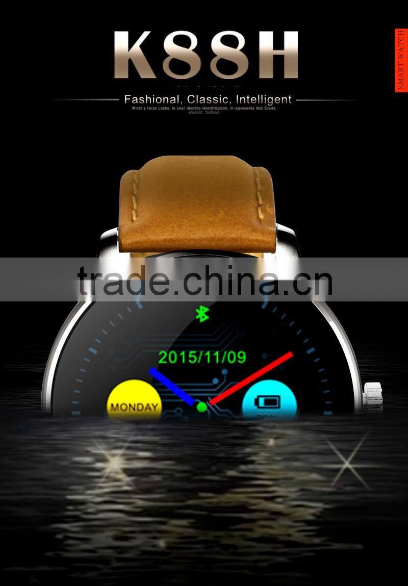 Luxurious watch 1.22" IPS Round Screen MTK2502 Heart Rate Monitor Waterproof Smart Watch K88H For Android and IOS