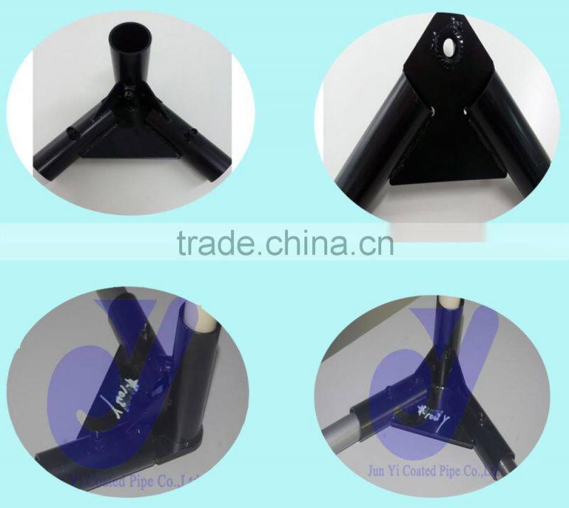 JY-1003Y|28mm coated pipe support metal joint|3 way black electrophoresis corner fitting
